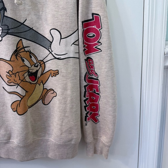 Grey Hoodie with Tom and Jerry Graphic and Detail on the arm - Picture 4 of 8